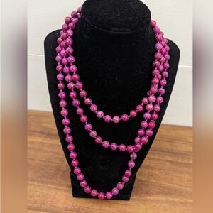 Fuchsia Sesame Jasper Long Layering Beaded Necklace Grace & Emma Jewelry